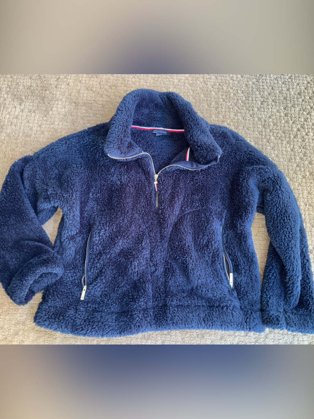 Tommy Hilfiger Navy blue soft cozy Sherpa Half-Zip Jacket size large